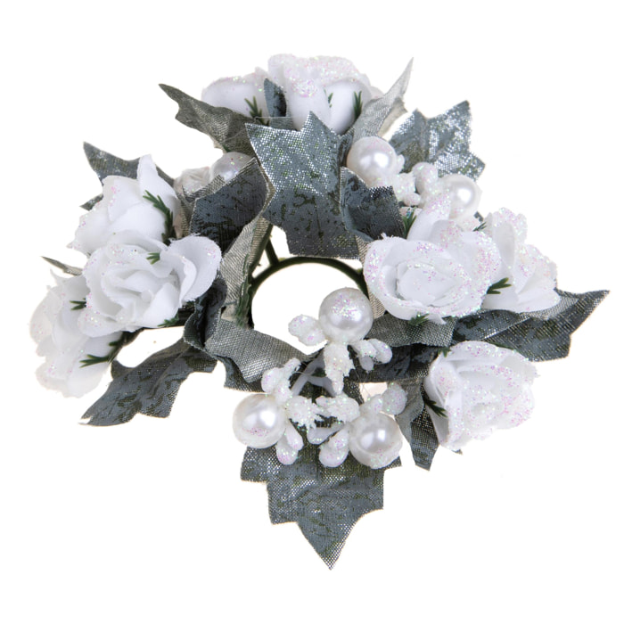 Girocandela rose con perle - Pezzi 24 - BIANCO - Bianchi Dino SpA