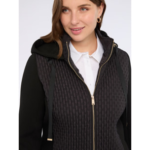 Fiorella Rubino - Piumino bimaterico leggero con cappuccio - Nero