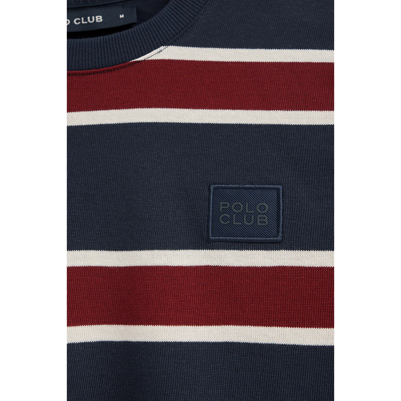 Camiseta Carter con rayas azul marino y granate con parche personalizado Polo Club