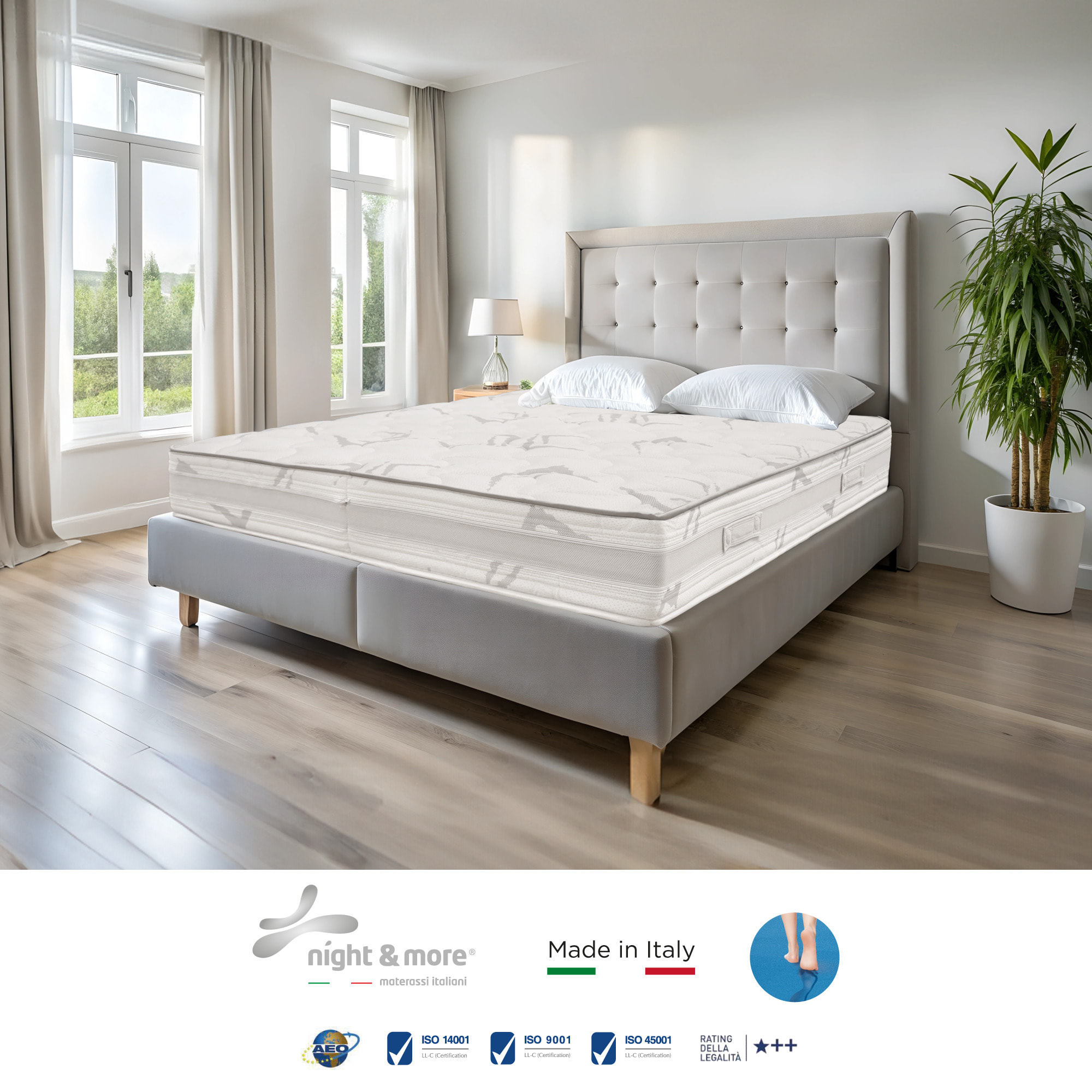 Materasso "Dalia" sfoderabile in schiuma poliuretanica ad alta densità e Memory Foam con cristalli di gel H23 cm 140x200