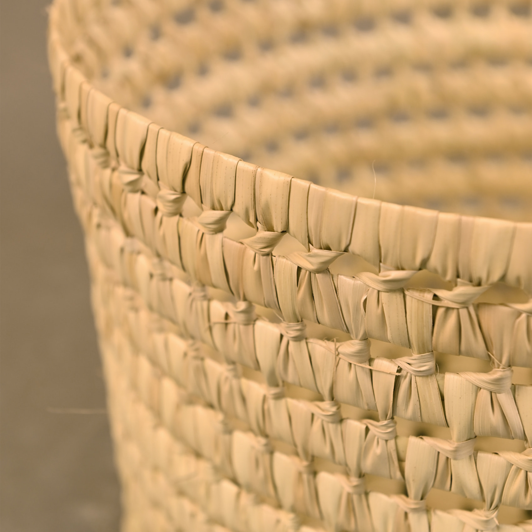 Panier de rangement rond feuilles de palmier - Naturel