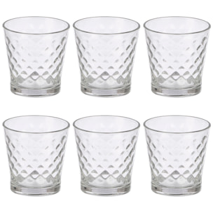 Set di 6 bicchieri trasparenti con design "rombi". 280ml