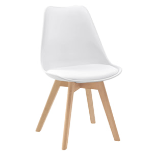 Lot de 2 chaises blanches et pieds bois - Skandi