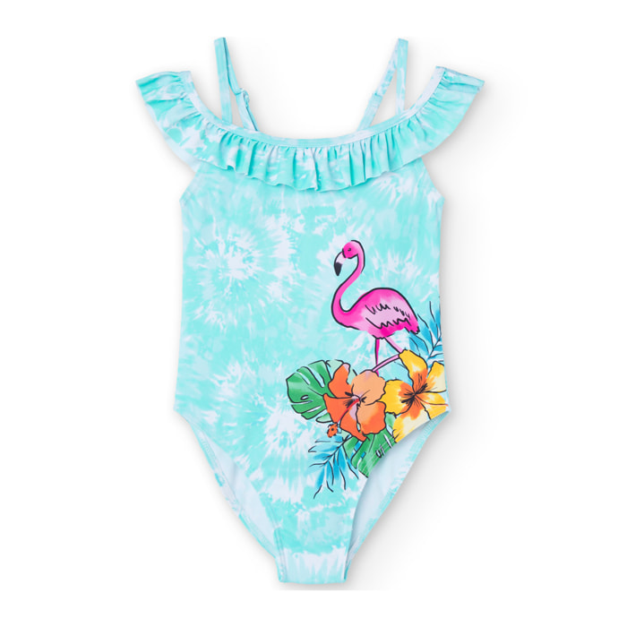 Bañador estampado niña, algodón, estampado, azul claro