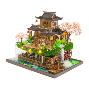 País de las hadas. Maqueta de madera, diseño 3D realista con gran detalle y luces led.