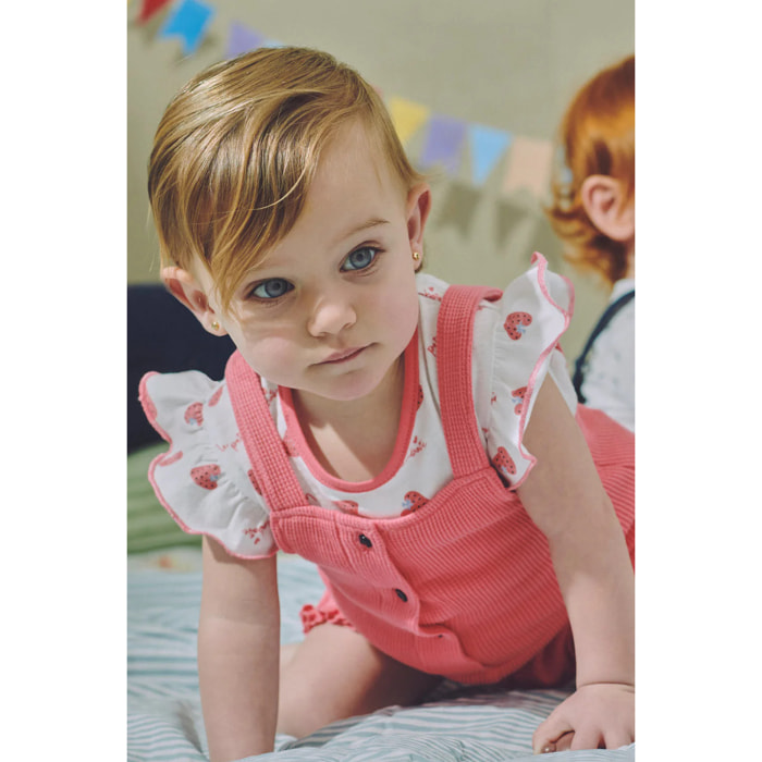 Set per neonati: maglietta a maniche corte e salopette Raspberry