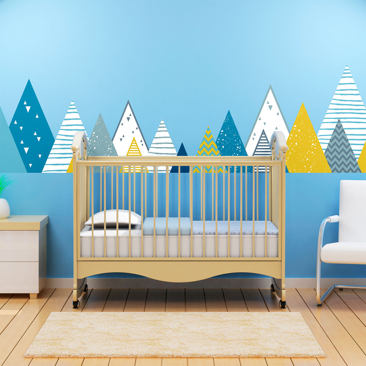 Stickers muraux enfants - Décoration chambre bébé - Autocollant Sticker mural géant enfant montagnes scandinaves BENZKA