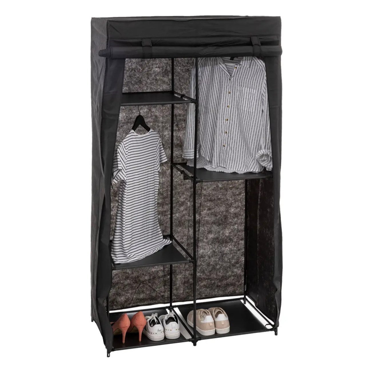 Armoire penderie modulable tissu noir