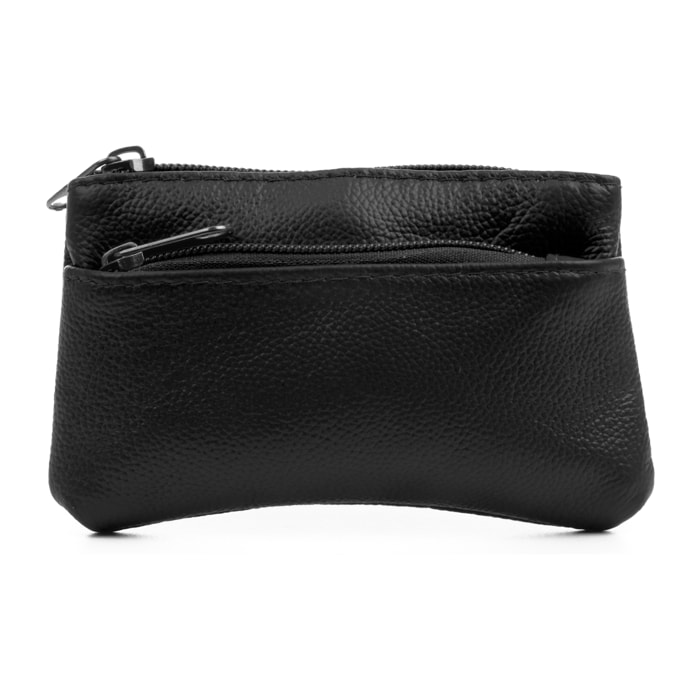 Atrani portafoglio con doppio scomparto in pelle Dollaro. Portachiavi interno.