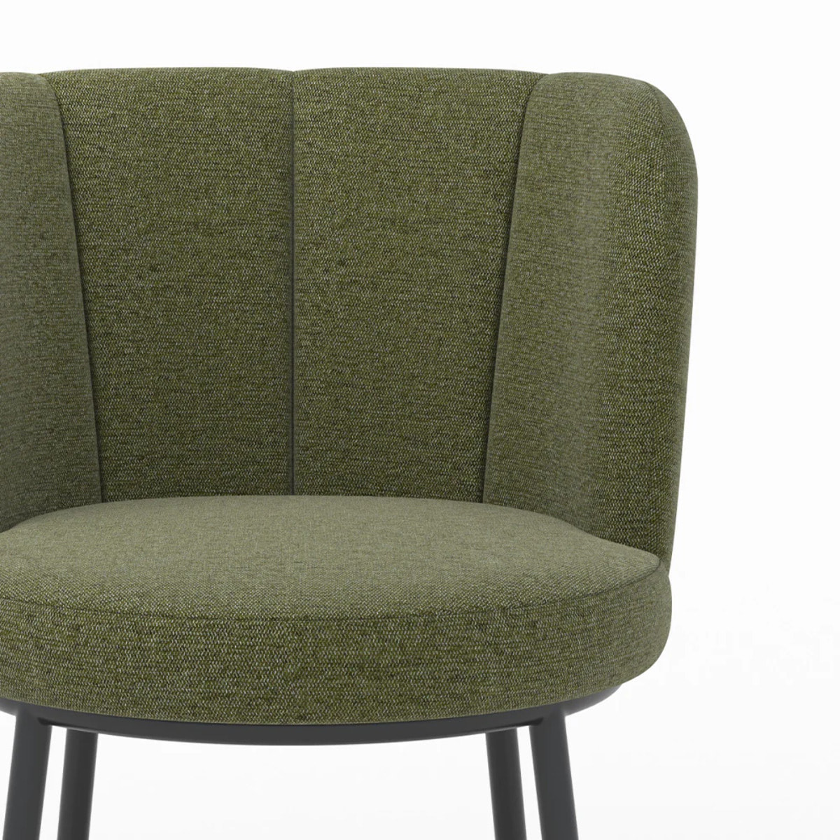 Chaise en tissu vert chiné et pieds noirs - Aby