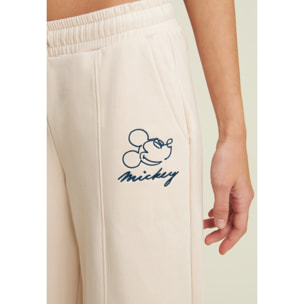 Pantaloni wide leg da donna con ricamo Mickey