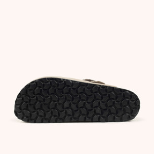 MUNICH NATAL 02 Zueco unisex de ante beige con hebilla metálica