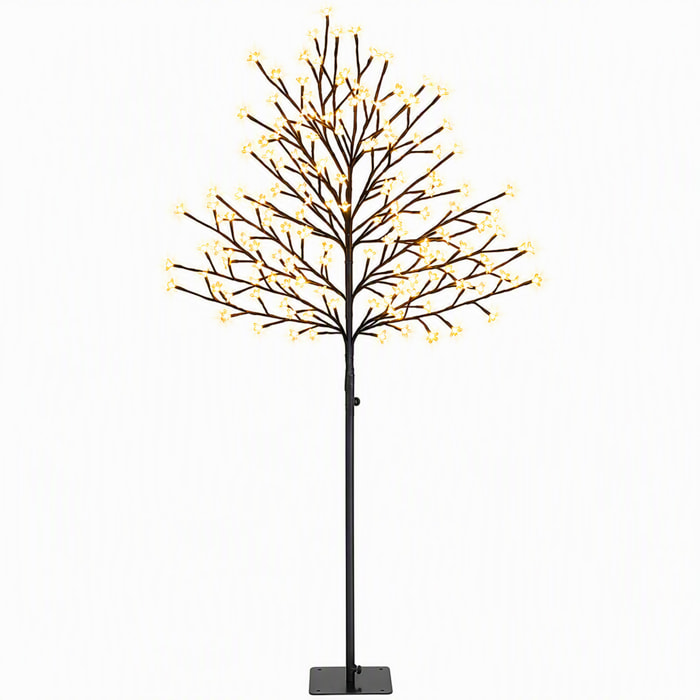 Arbre à LED cerisier H. 150 cm 160 LEDs blanc chaud ou multicolore 11 modes