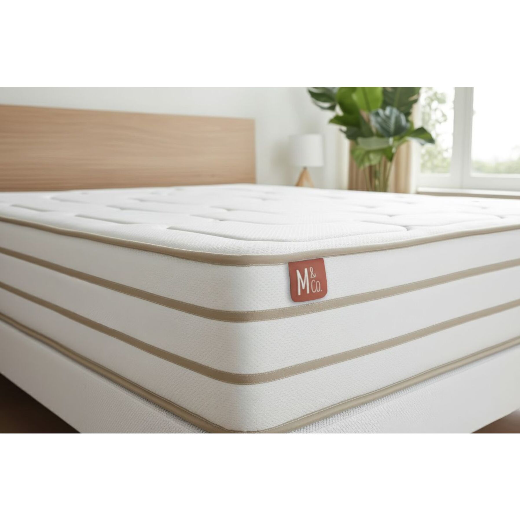 Ensemble - Matelas Mémoire de forme 26cm d'épaisseur - 5 zones de confort - Confort équilibré - Sommier tapissier monobloc - 2 places