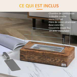 Cheminée portable à poser bioéthanol avec réservoir 0,15 L couverture 18 m² - design bûche de bois - dim. 33L x 16l x 18H cm