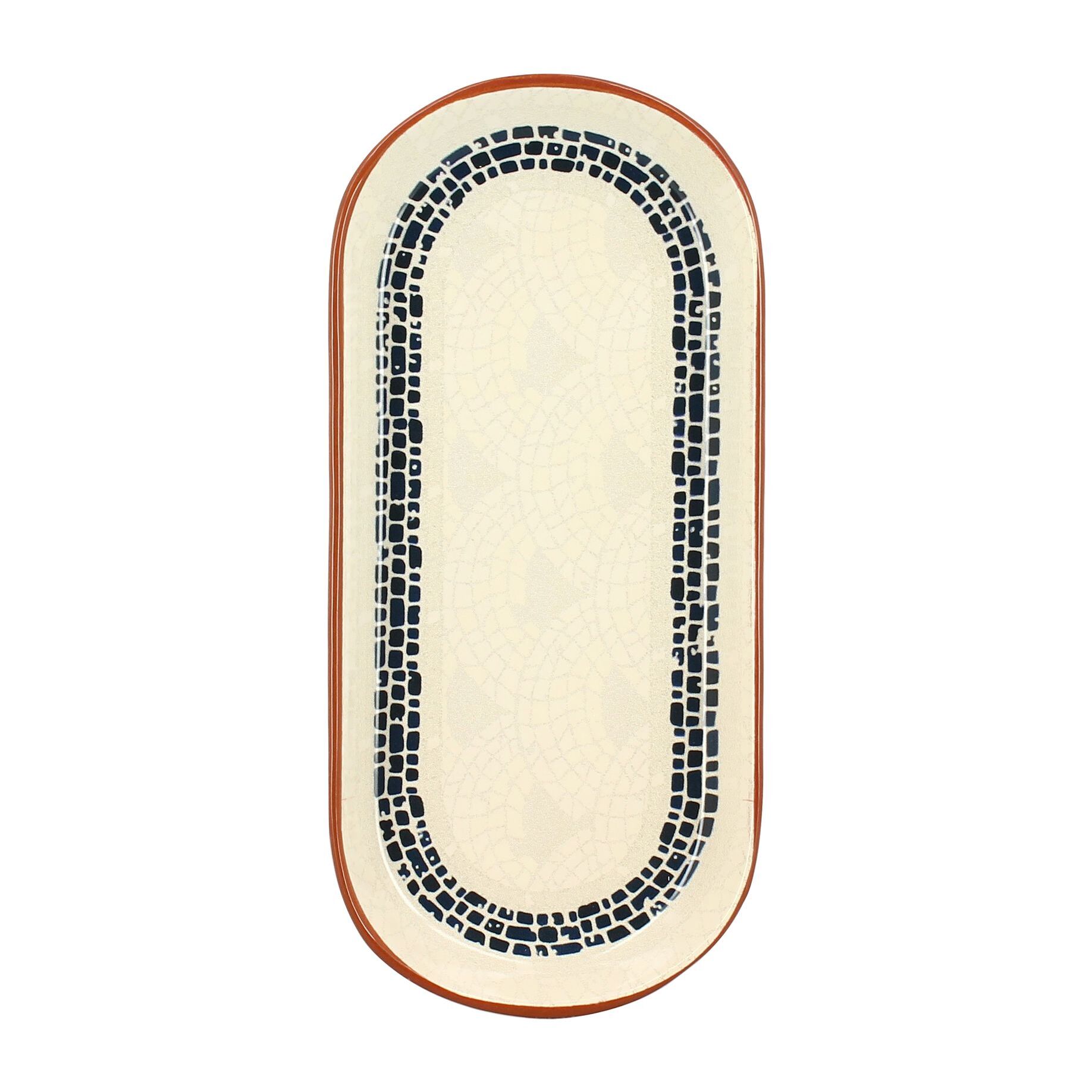 Assiette de présentation ovale en faïence blanche AMATXI