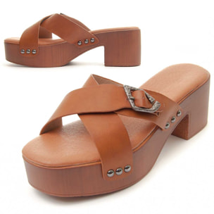 Sandalias de Tacón - Marron - Altura: 5 cm