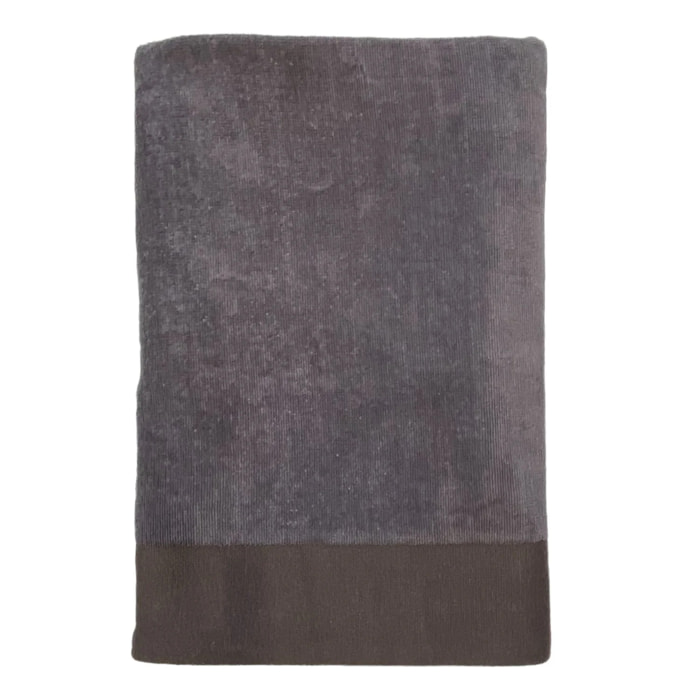Serviette de bain éponge velours unie Shady Gris 90x160 370g/m²