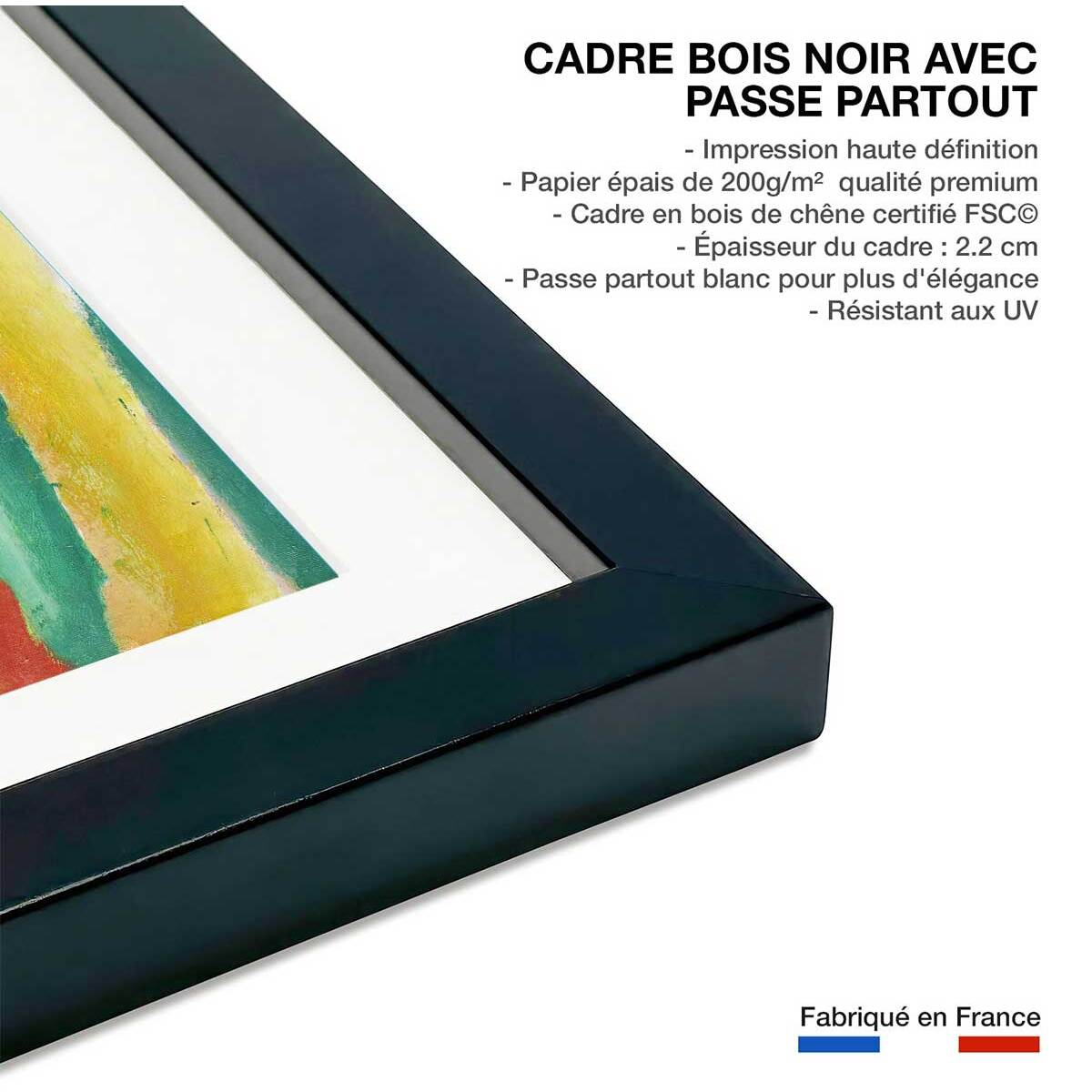 Poster Chevaux dans le paysage par Franz Marc Affiche + cadre en bois - Noir