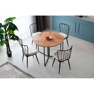 Mesa de comedor redonda con patas de metal wellhome.