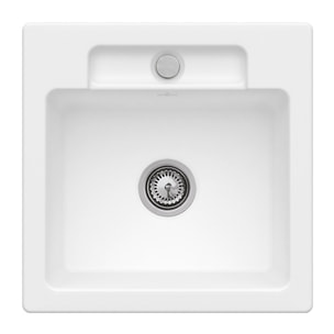 Evier 1 bac Siluet 50 S Stone White CeramicPlus avec vidage manuel