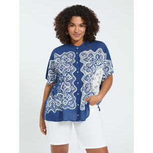 Fiorella Rubino - Blusa estampado bandana en viscosa - Azul
