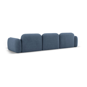 Canapé d'angle droit modulable "Lucien" 4 places en velours blue jeans