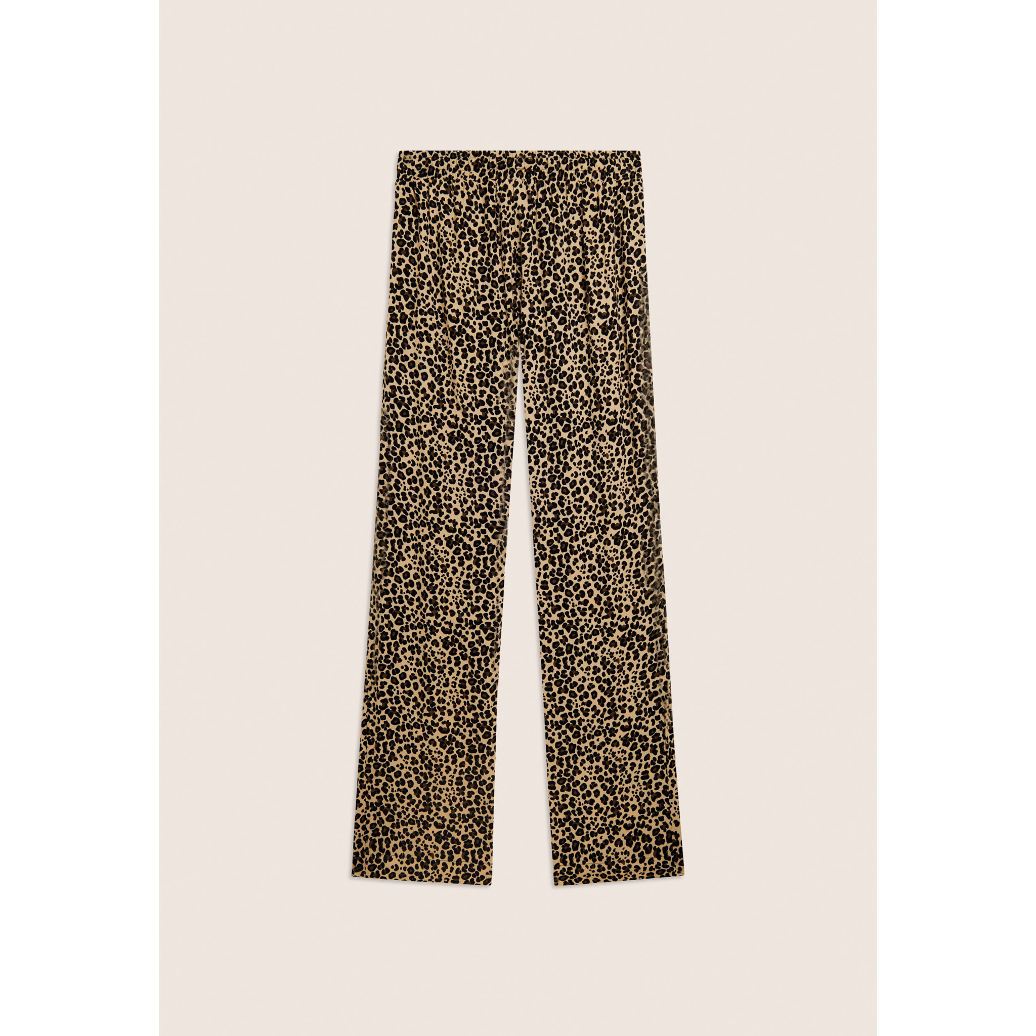 Pantaloni wide leg in viscosa fantasia animalier