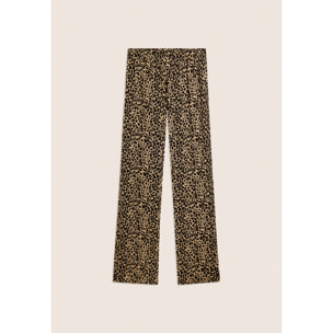 Pantaloni wide leg in viscosa fantasia animalier