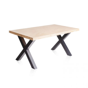 Mesa de comedor fija con patas metálicas en negro y roble salvaje 160x90cm X-Loft Roble salvaje - Negro