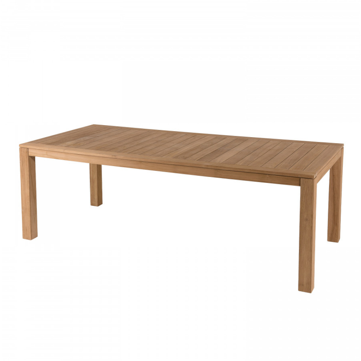 HALICE - SALON DE JARDIN EN BOIS TECK 6/8 pers. - 1 Table rectangulaire 220*100 cm et 6 fauteuils empilables