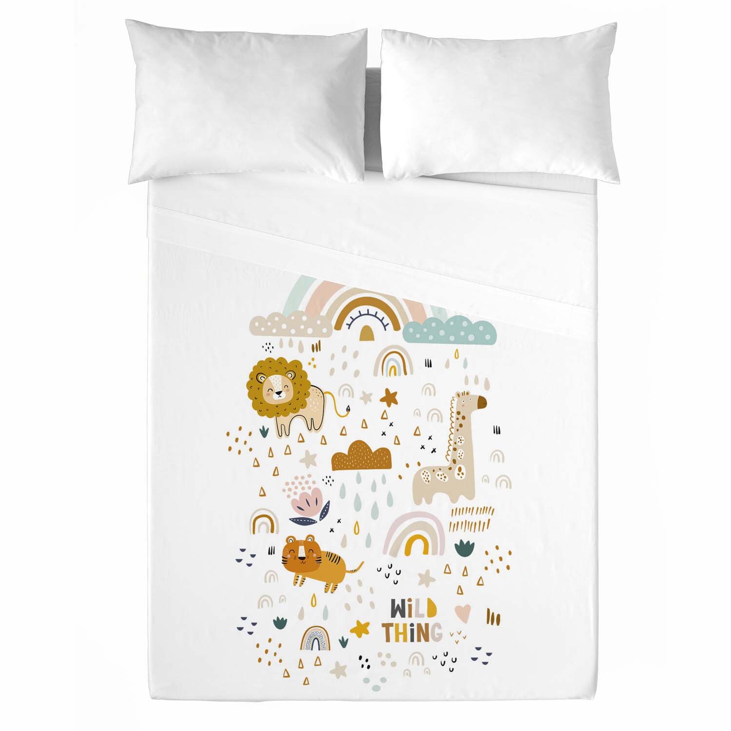 Naturals - Juego de Sábanas Estampadas - Incluye 1 Funda de Almohada + 1 Sábana Bajera - 100% Algodón - Obini