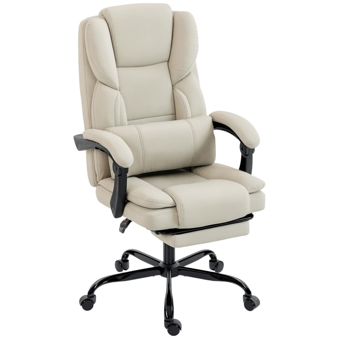 Fauteuil de bureau manager inclinable repose-pieds beige