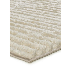 LIMA Alfombra shaggy estilo escandinavo con relieve crema, varias medidas disponibles