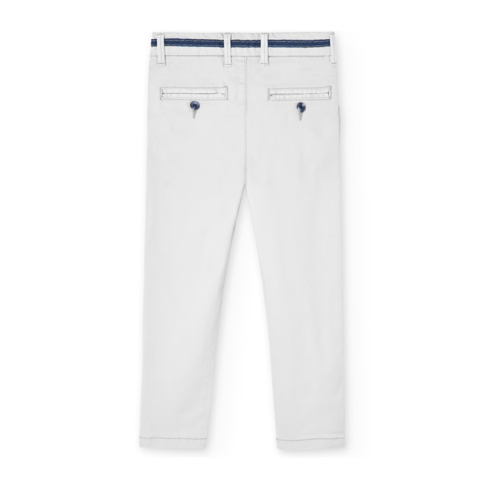 Pantalón elástico liso en botón de color beige