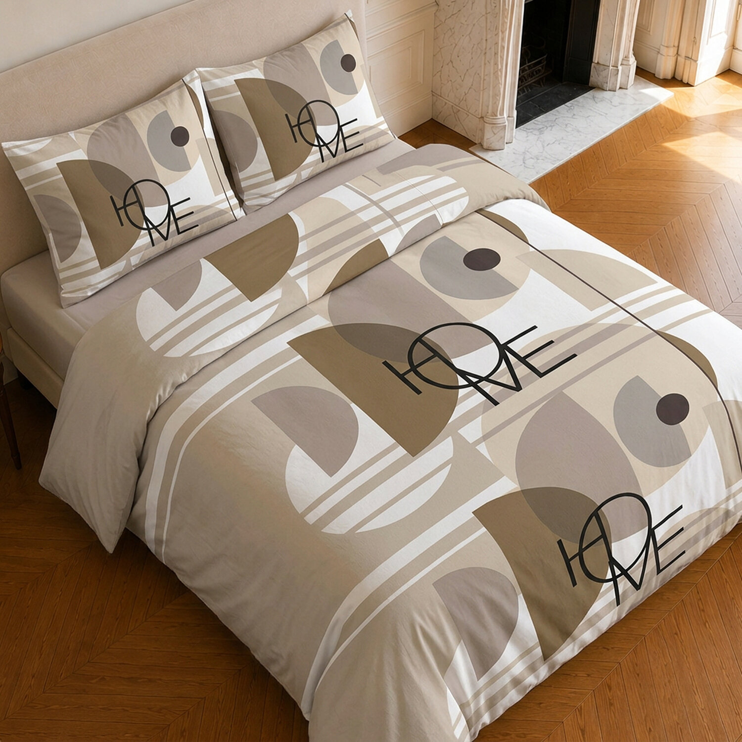 Parure housse de couette 100% coton motif géométrique - THÉODORE HOME