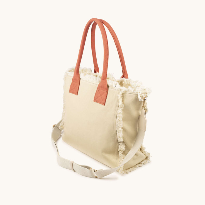 Bolso Shopper Color Arena de Algodón Reciclado con Flecos SCUBA SAND SHOPPER