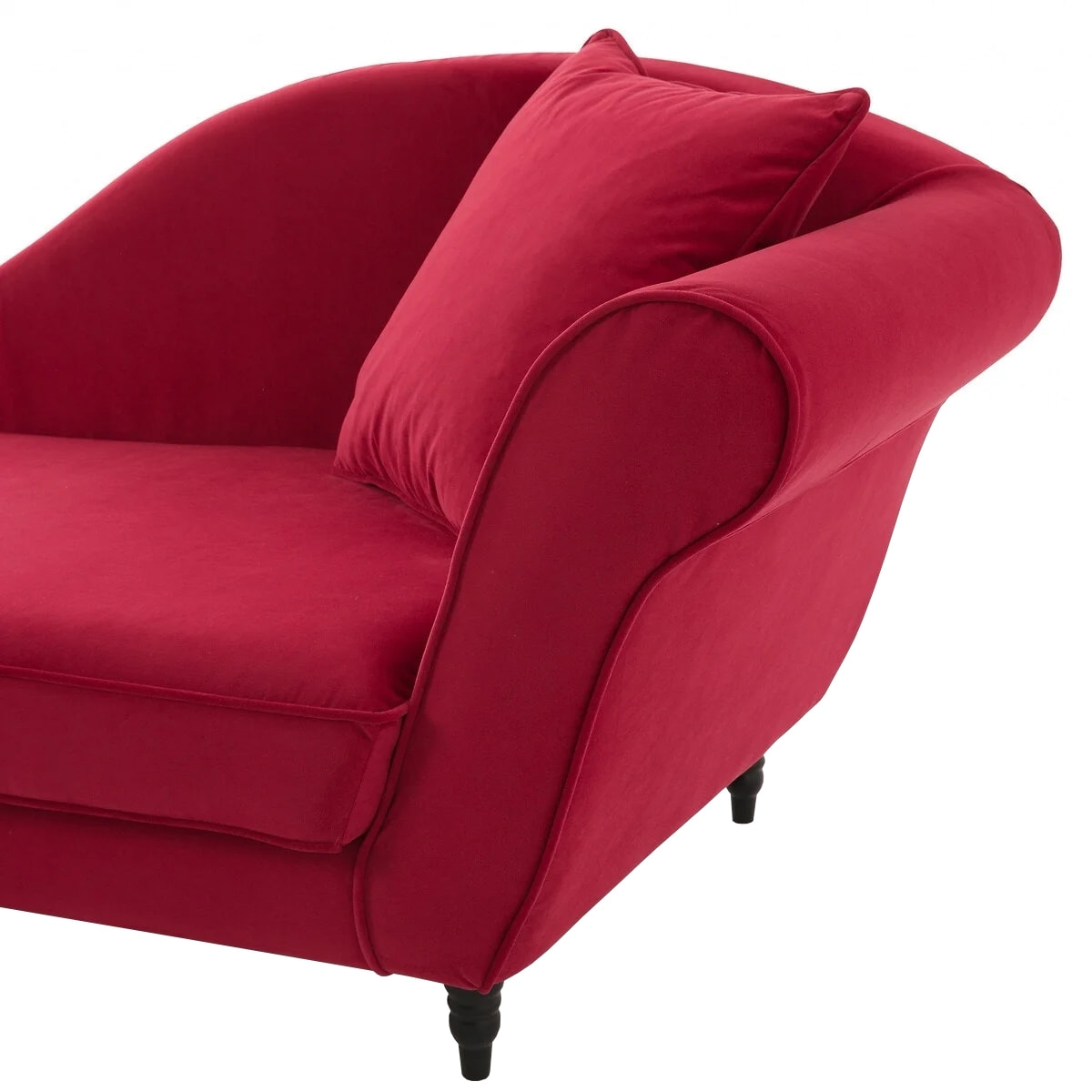 Méridienne gauche ALBA 195 cm velours Rouge - 100% déhoussable - Fab. France