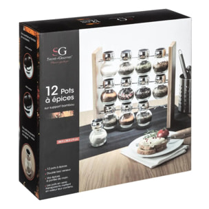 Support 12 pots à épices bambou