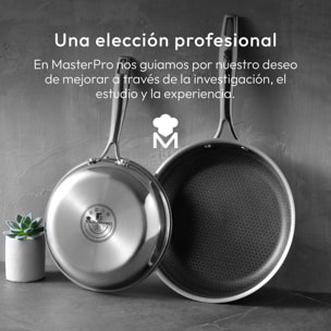 Juego de sartén ø24x4,7cm + wok ø28x8cm en acero inoxidable masterpro