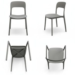 Set 4 Sedie Da Giardino In Polipropilene Impilabili Leggere E Resistenti Ideali Per Esterni Terrazze Giardini Bar Dehors Ristoranti Grigio