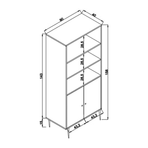 Libreria Dmoutinh, Scaffale da ufficio, Mobile portalibri, Biblioteca, 90x40h110 cm, Quercia