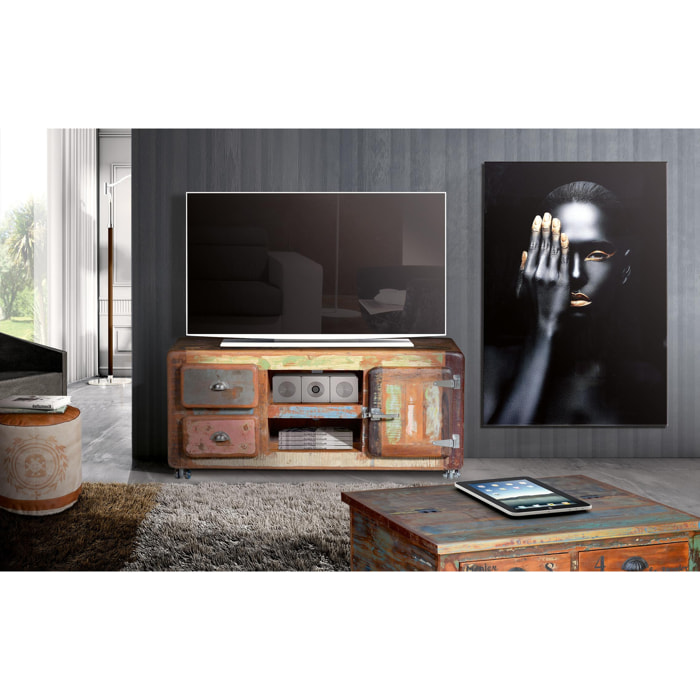 Mueble TV de Madera Reciclada 135 Cm Estilo Vintage Industrial