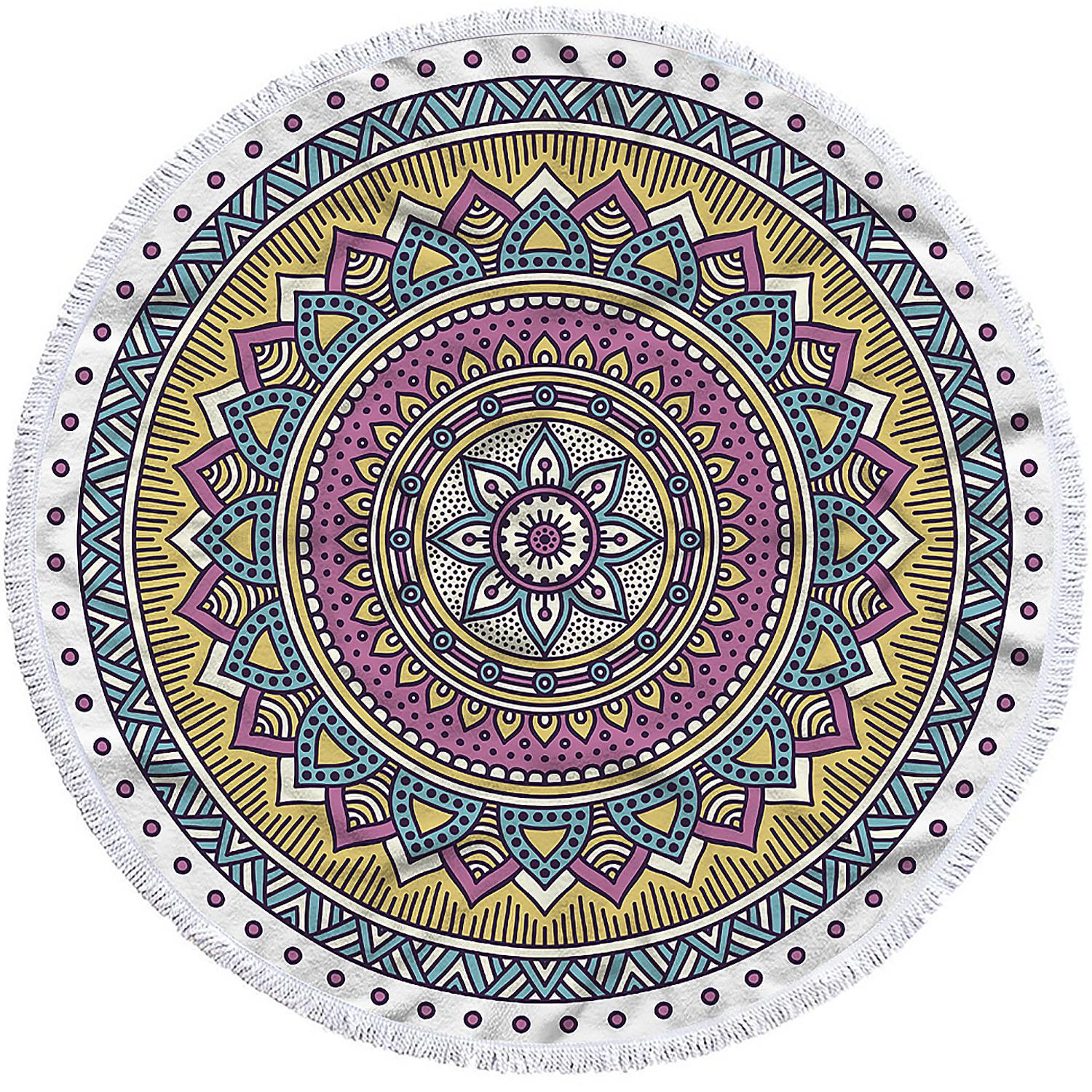 Toalla redonda 150cms 205 GSM. Diseño mandala.