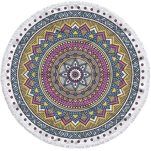 Toalla redonda 150cms 205 GSM. Diseño mandala.