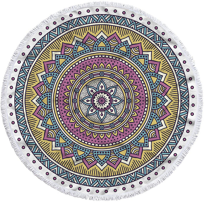 Toalla redonda 150cms 205 GSM. Diseño mandala.