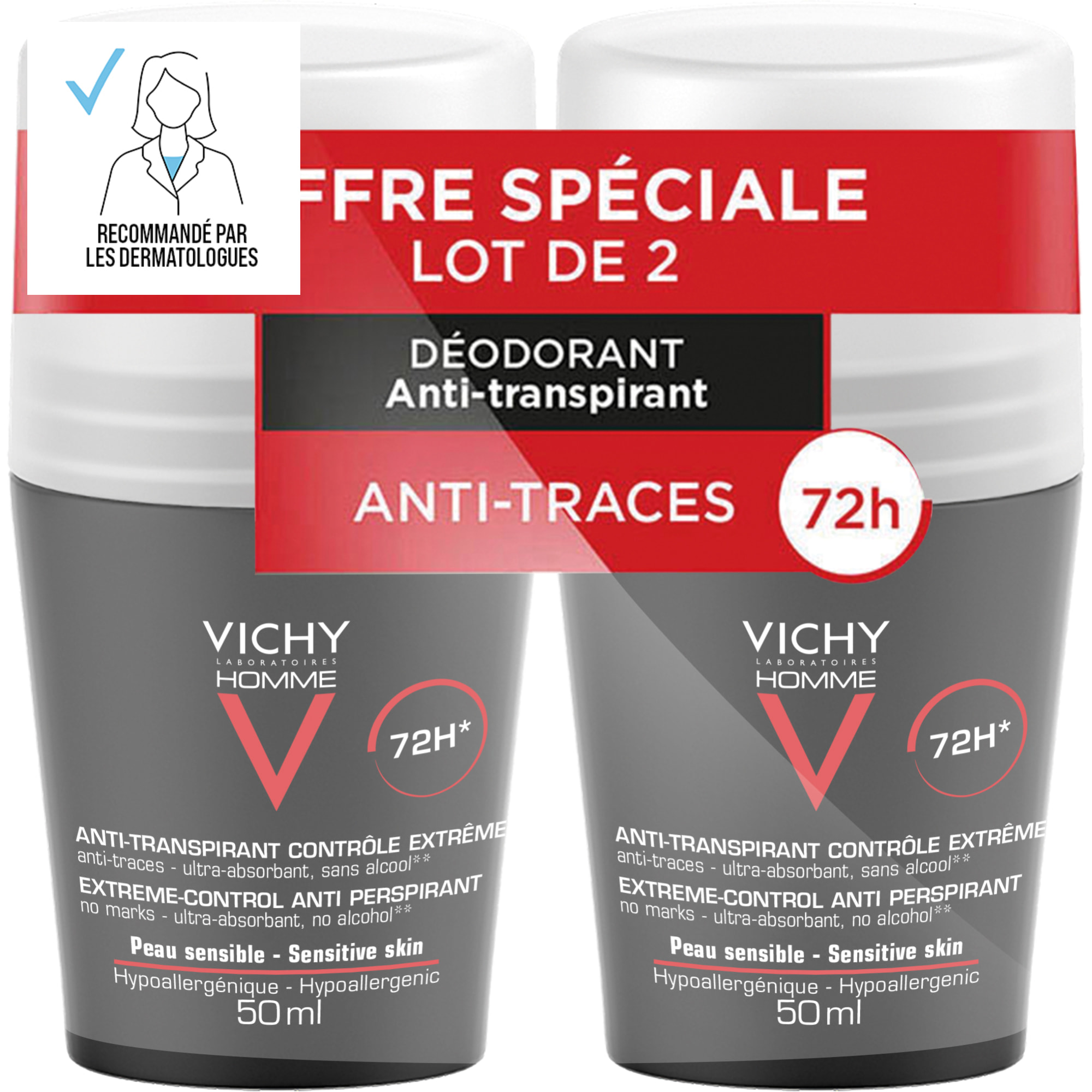 Vichy Homme Anti-Transp Contrôle Extrême 72H 50ml