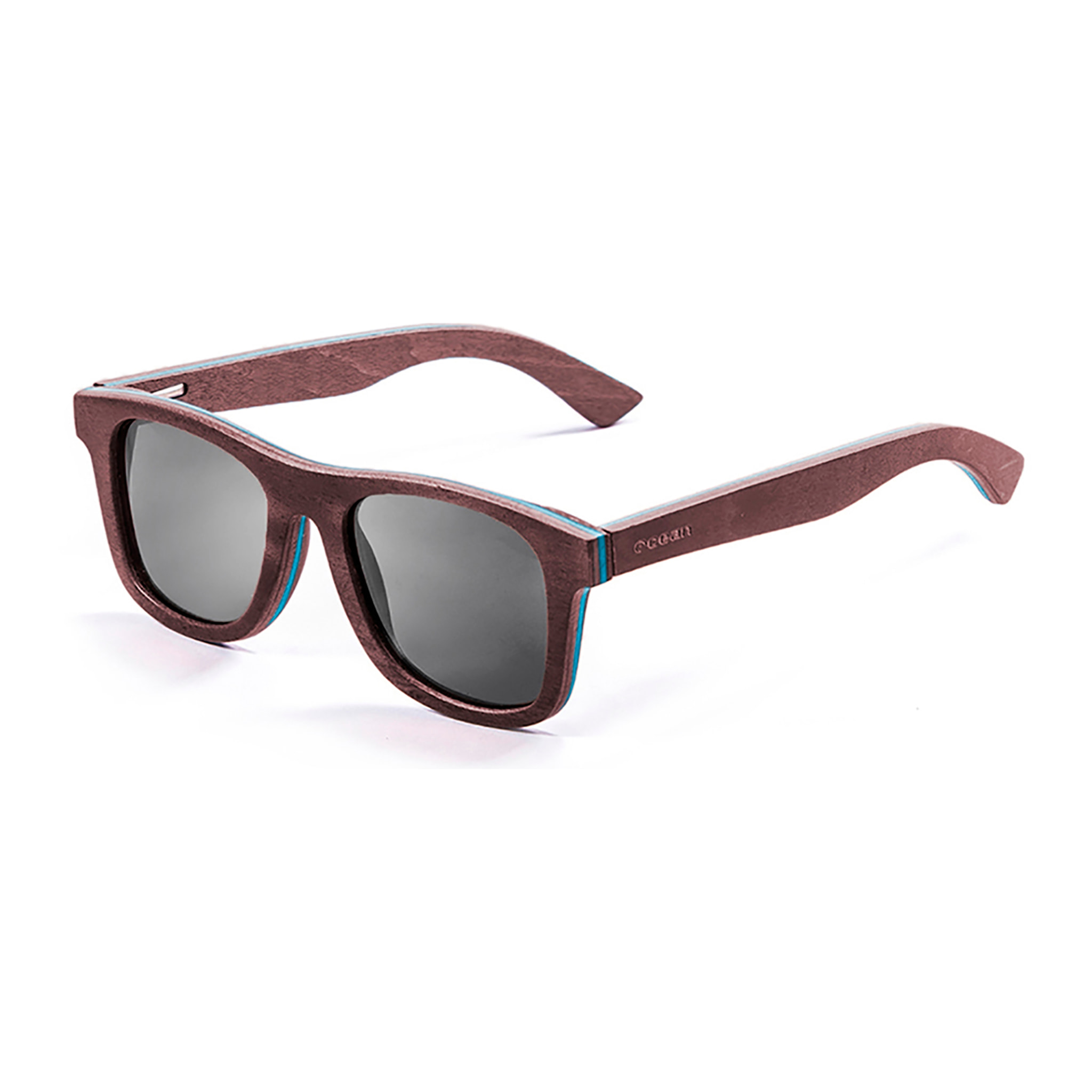 Gafas de sol OCEAN VENICE BEACH - De madera skate marrón oscuro con línea azul y / Ahumada