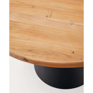 Kave Home - Tavolo rotondo Wilshire in legno massiccio di acacia e gambe in acciaio nero Ø 120 cm