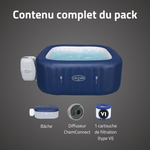 Bestway Spa gonflable carré Lay-Z-Spa Hawaii AirJet 4-6 personnes